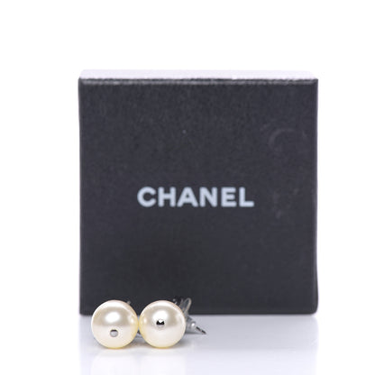 Chanel Pearl Enamel CC Drop Earrings Ruthenium Black 5 of 5