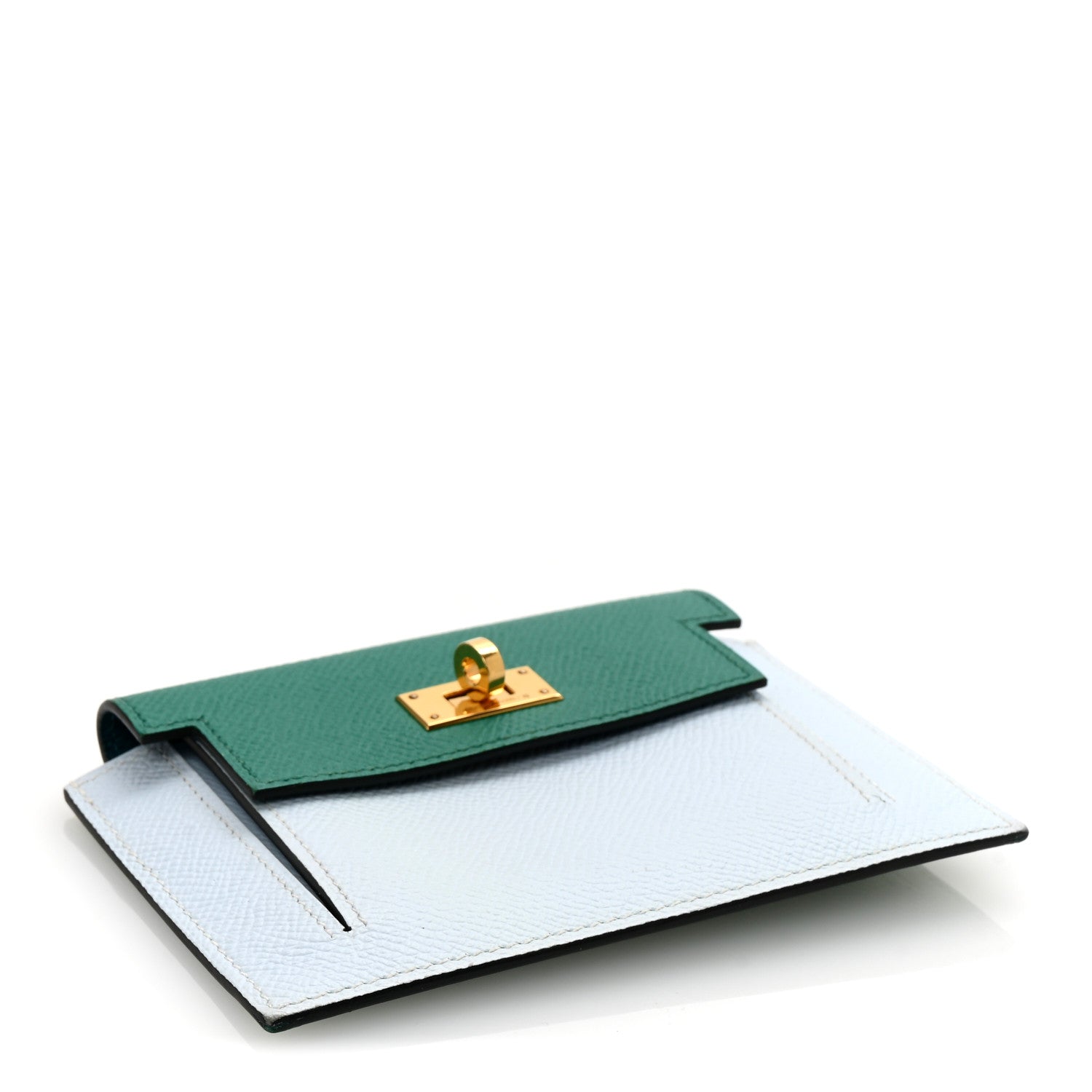 Hermes Epsom Tricolor Kelly Pocket Compact Wallet Vert Jade Bleu Brume Vert Bosphore 4 of 7