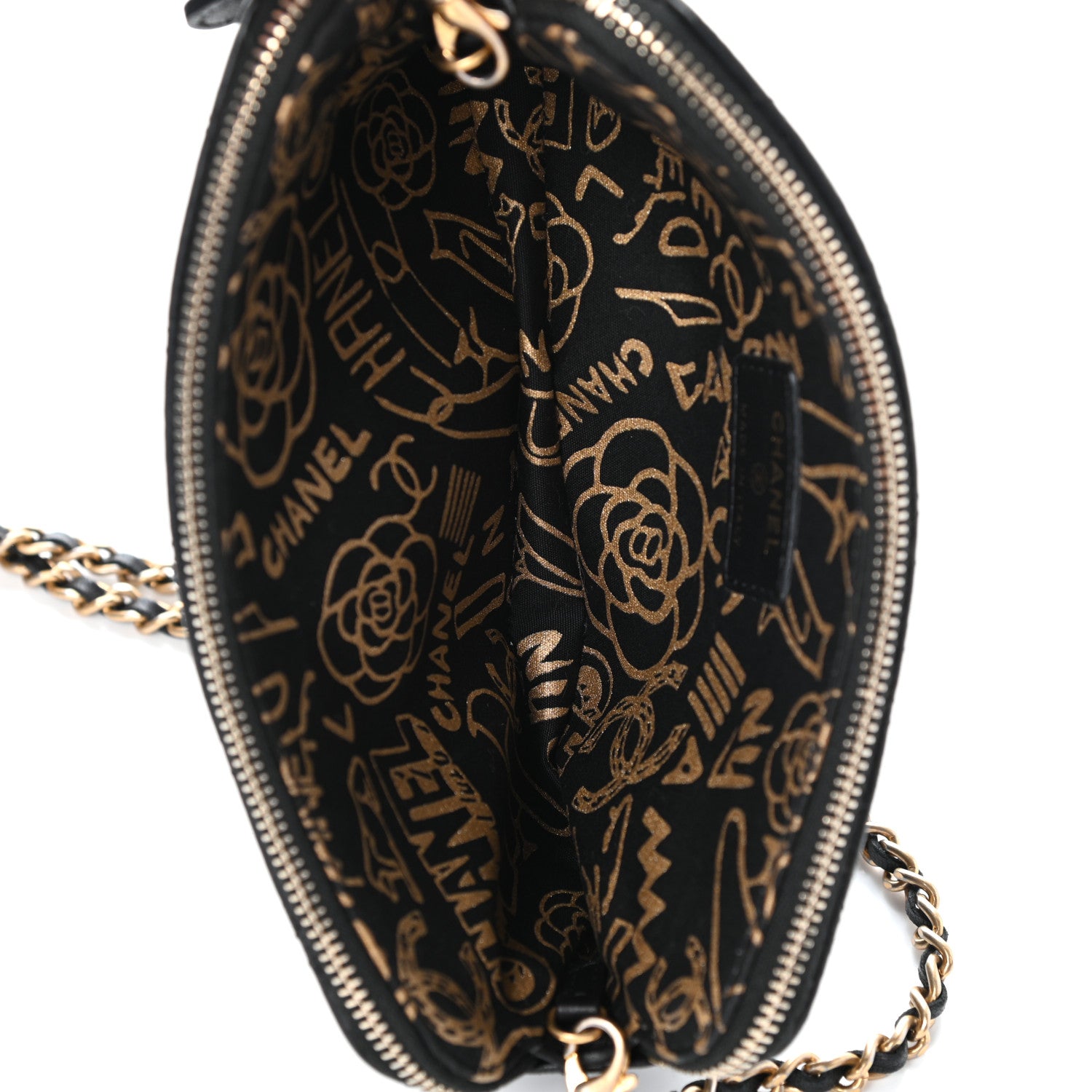 Chanel Calfskin Quilted Small Graffiti Clutch With Chain Black 5 of 9