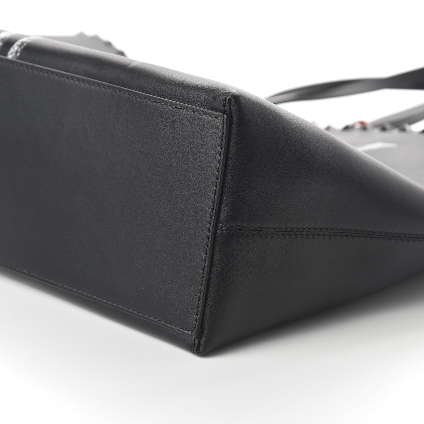 X UNDERCOVER Calfskin Print Rockstud Shoulder Tote Black