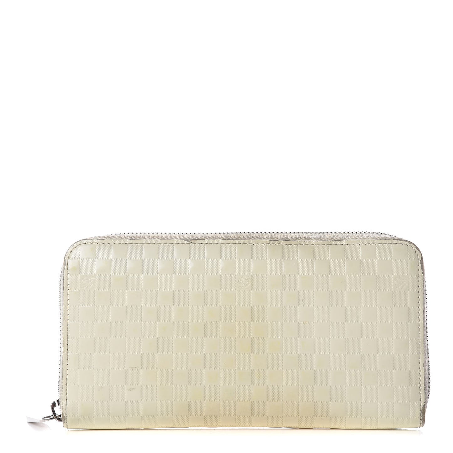 Shiny Calfskin Damier Facette Zippy Wallet Creme