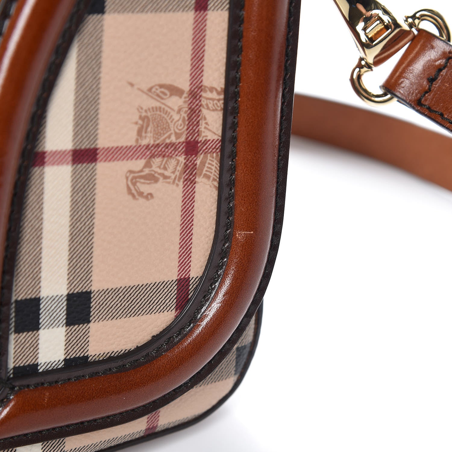 Burberry Haymarket Check Suede Small Brickfield Crossbody Butternut 12 of 14