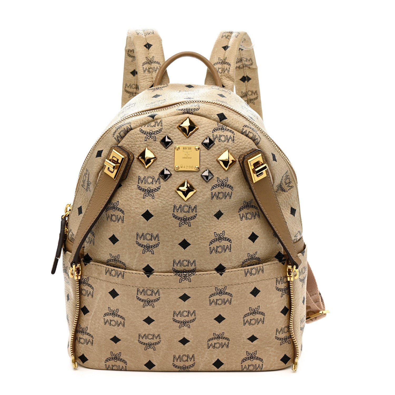 MCM Visetos Studded Small Dual Stark Backpack Beige 1 of 10