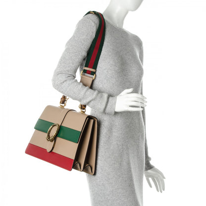 Gucci Moon Calfskin Web Large Dionysus Bamboo Top Handle Bag Camelia Bright Evergreen Hibiscus Red 2 of 9