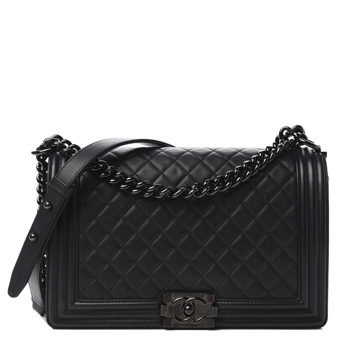 Calfskin Quilted New Medium Boy Flap So Black