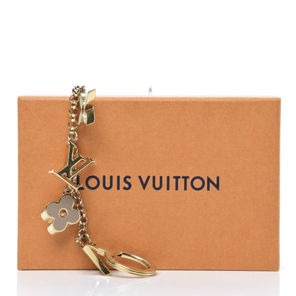 Louis Vuitton Brass Enamel Fleur De Monogram Bag Charm Chain Gold 5 of 7