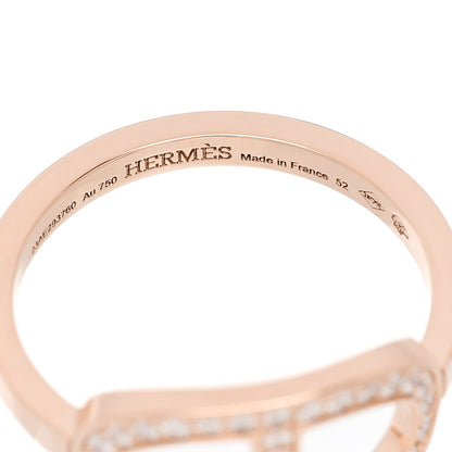 Hermes 18K Rose Gold Diamond MM Chaine d'Ancre Contour Ring 52 6 5 of 6