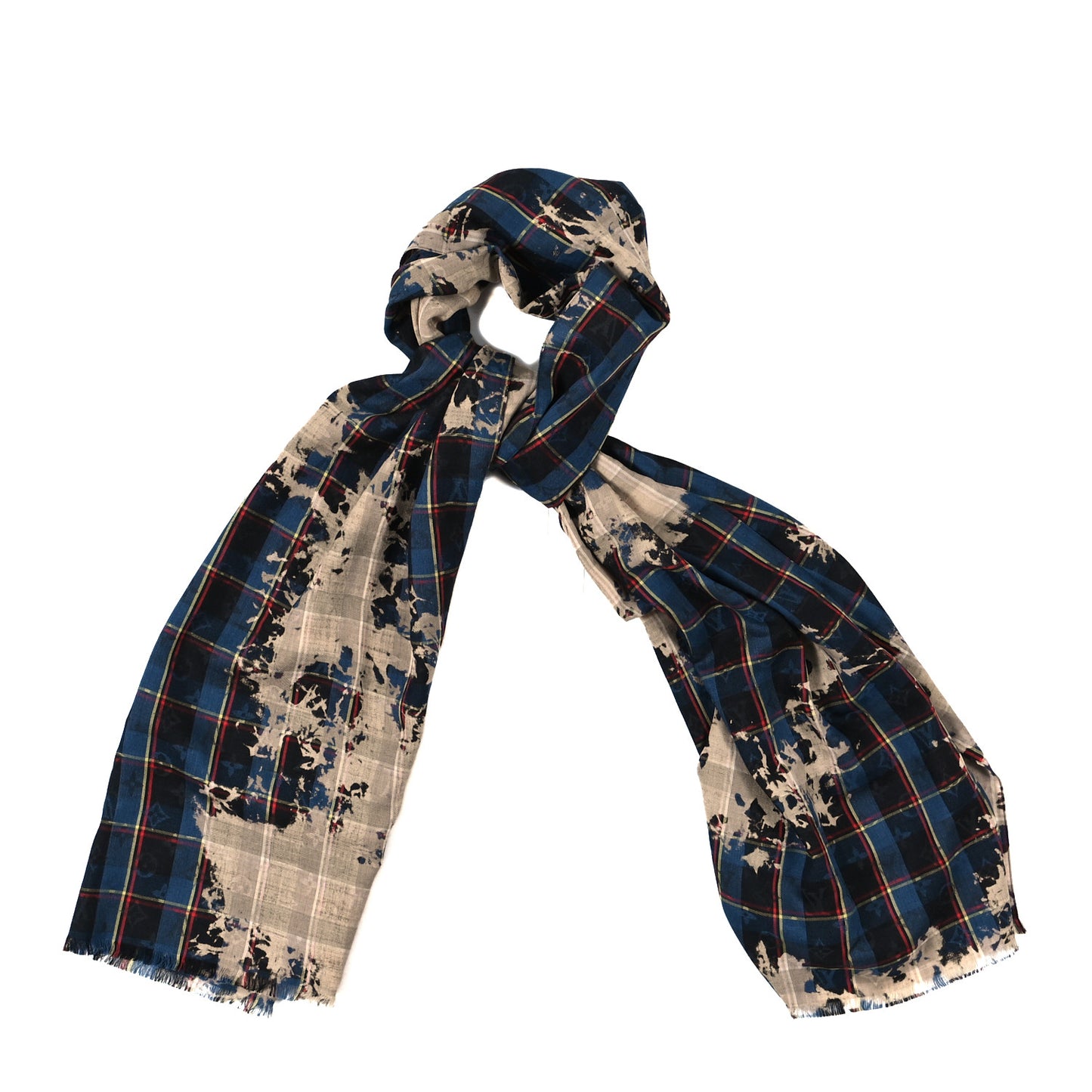 Wool Silk Plaid Printed Shawl Multicolor