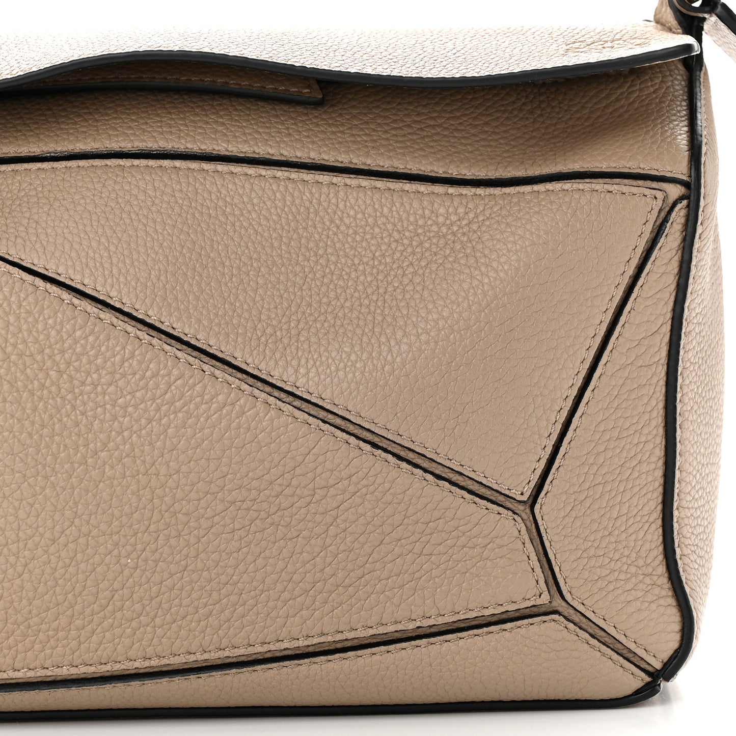 Grained Calfskin Small Puzzle Bag Sand
