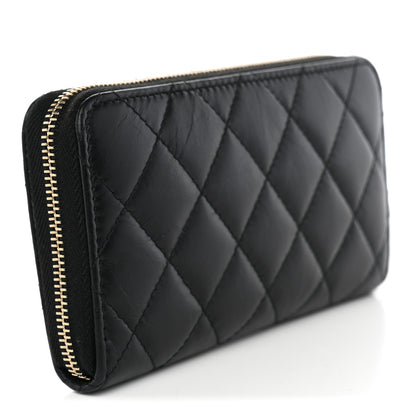 Chanel Aged Calfskin Quilted Small Lucky Charms 2.55 Reissue Zip Around Wallet Black 3 of 9