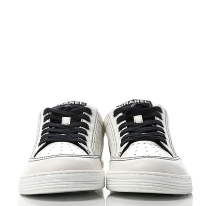 Chanel Calfskin Womens Logo Sneakers 37 White Black 2 of 4
