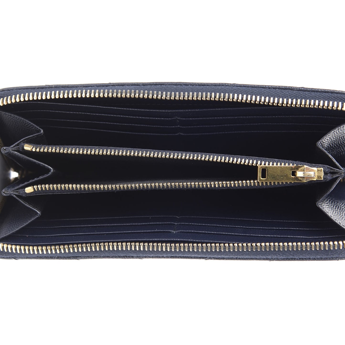 Grain De Poudre Matelasse Chevron Monogram Zip Around Wallet Navy
