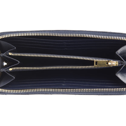 Saint Laurent Grain De Poudre Matelasse Chevron Monogram Zip Around Wallet Navy 5 of 11