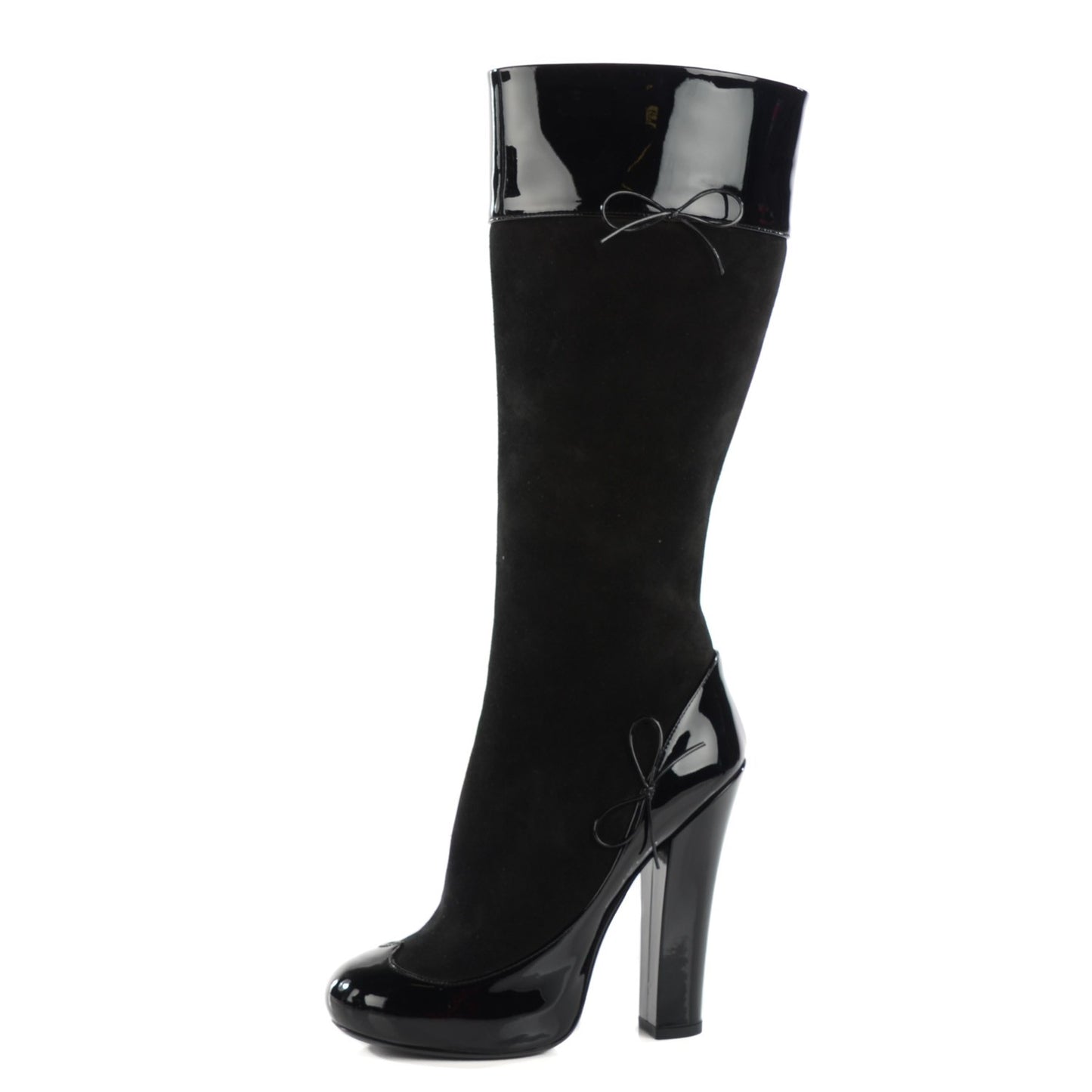 Patent Suede High Boots 39 Black