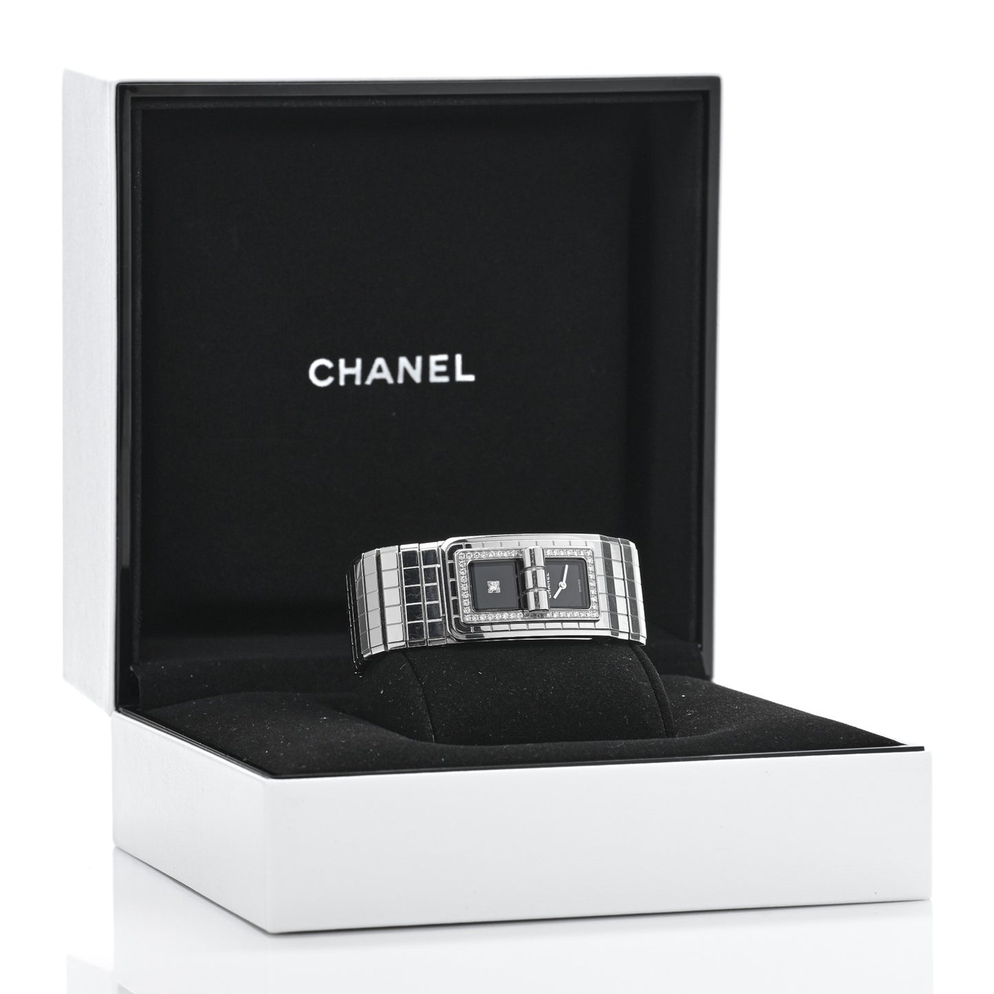 Stainless Steel Diamond Bezel 21mm Code Coco Quartz Watch Black