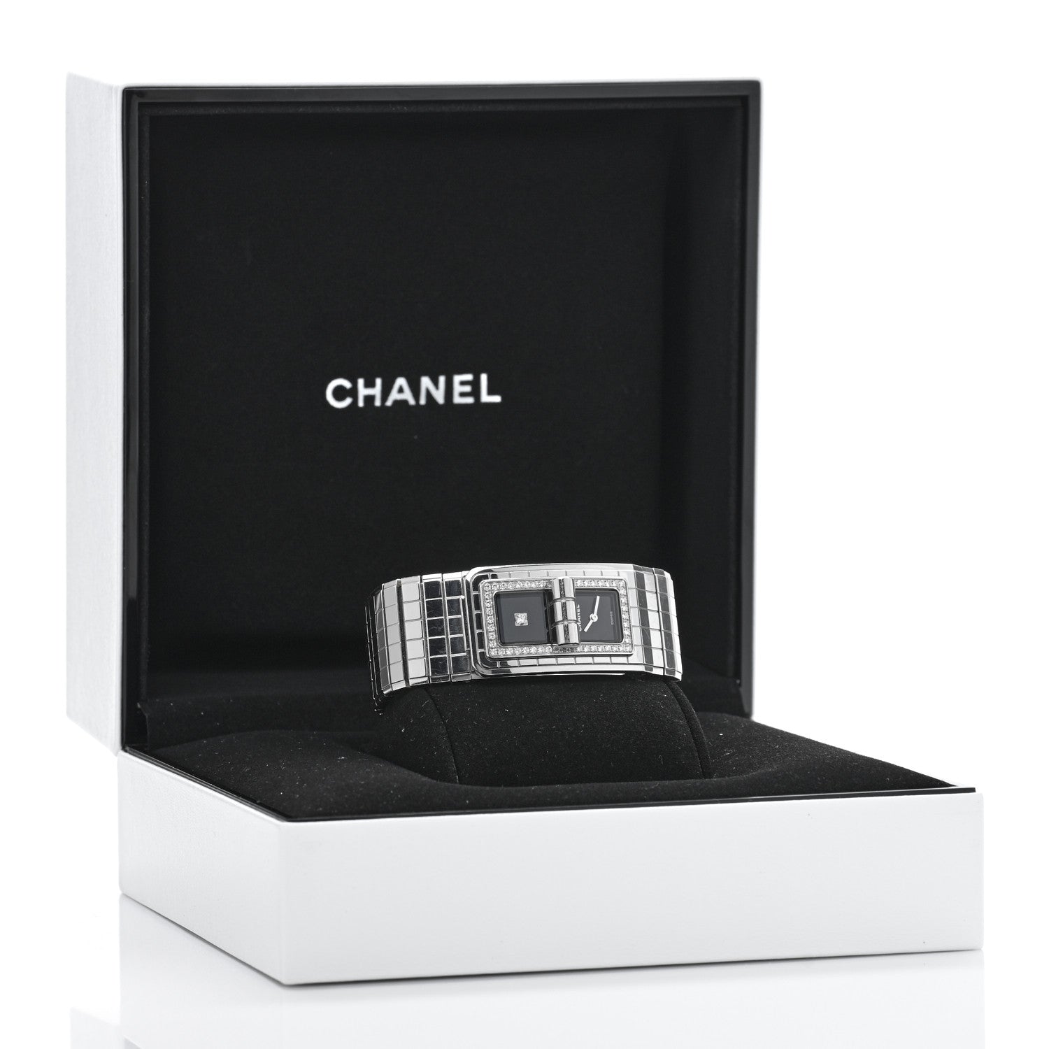 Chanel Stainless Steel Diamond Bezel 21mm Code Coco Quartz Watch Black 5 of 5