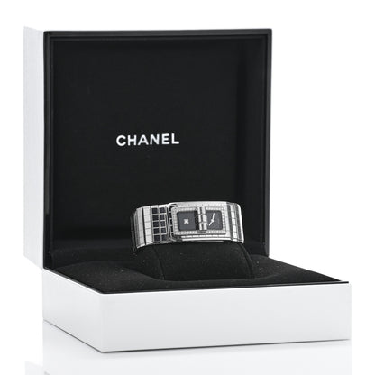 Chanel Stainless Steel Diamond Bezel 21mm Code Coco Quartz Watch Black 5 of 5