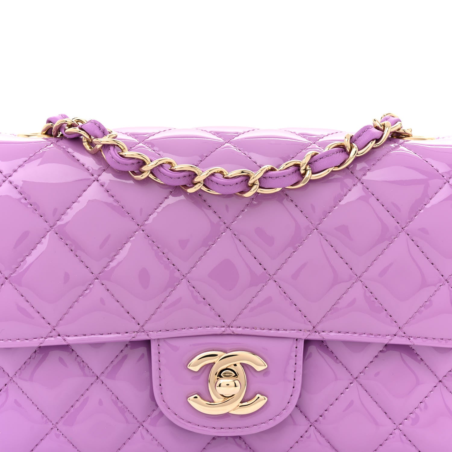 Chanel Patent Quilted Mini Rectangular Flap Purple 8 of 11