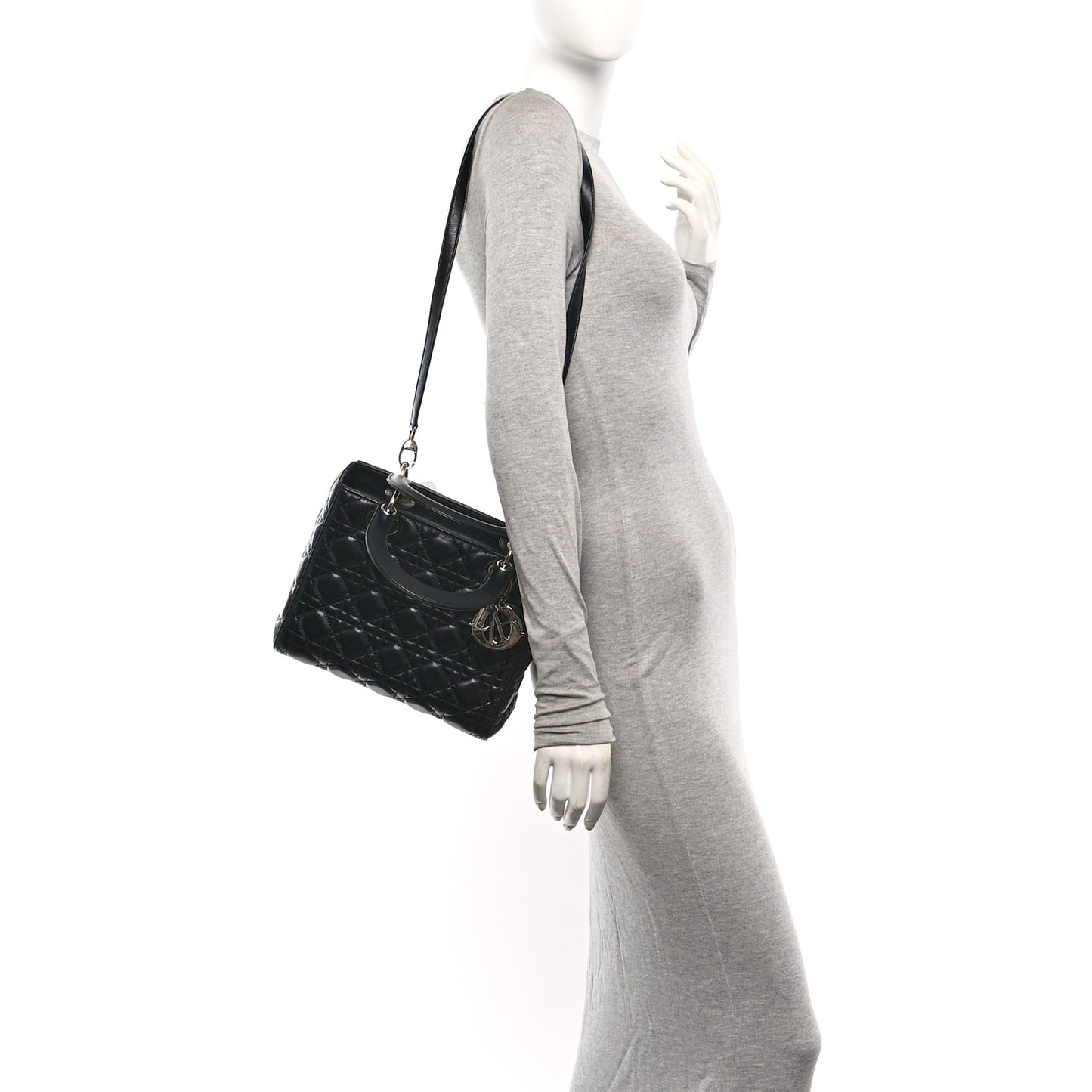 Lambskin Cannage Medium Lady Dior Black