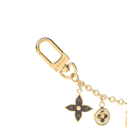 Louis Vuitton Brass Enamel Fleur De Monogram Bag Charm Chain Gold 4 of 6