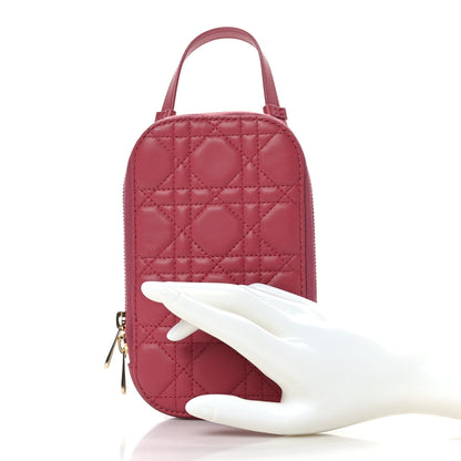 Christian Dior Lambskin Cannage Lady Dior Phone Holder Strawberry Pink 2 of 8