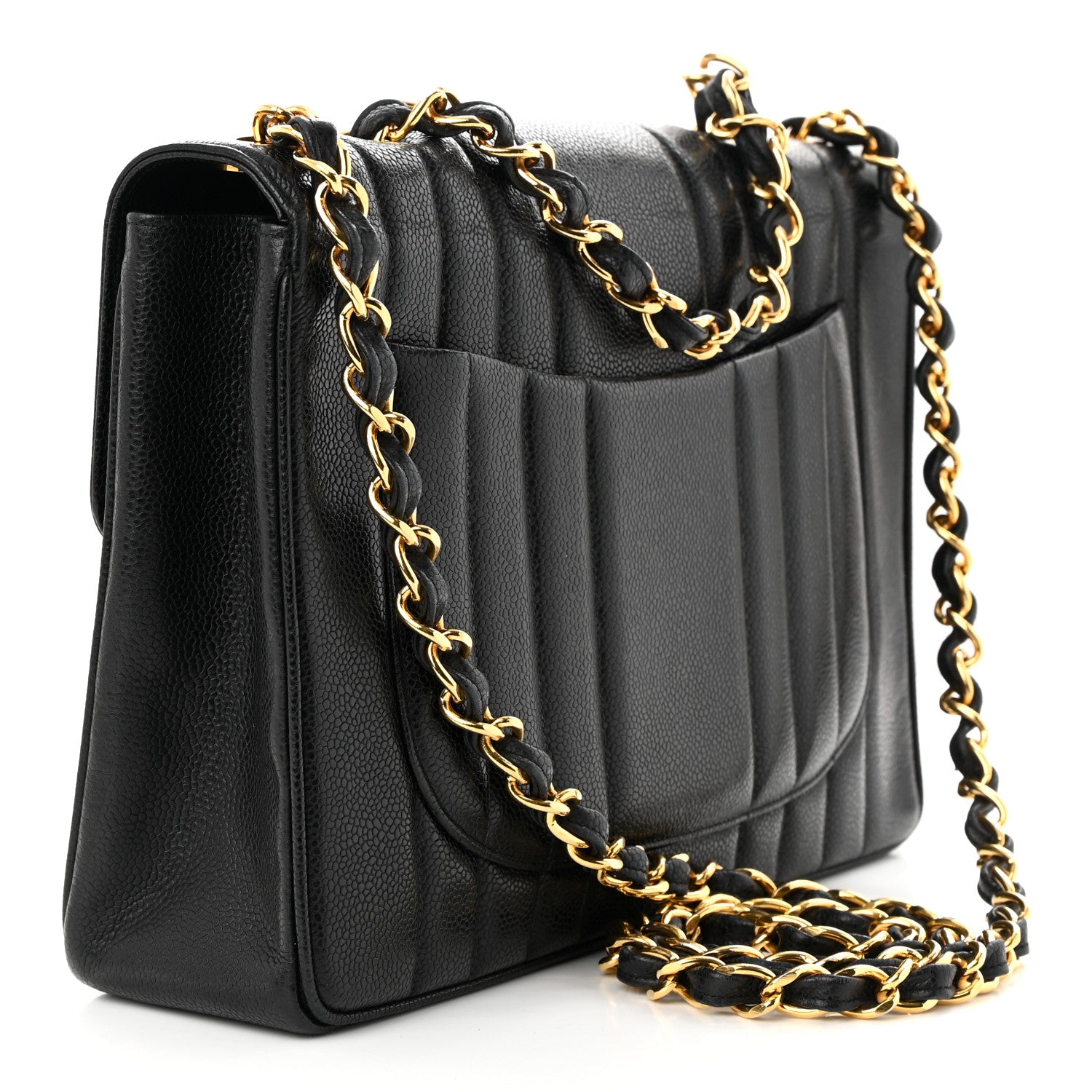 Chanel Caviar Vertical Quilt Jumbo Single Flap Black 3 of 10