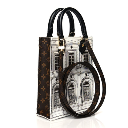 Louis Vuitton X FORNASETTI Calfskin Architettura Petit Sac Plat Black White 2 of 8