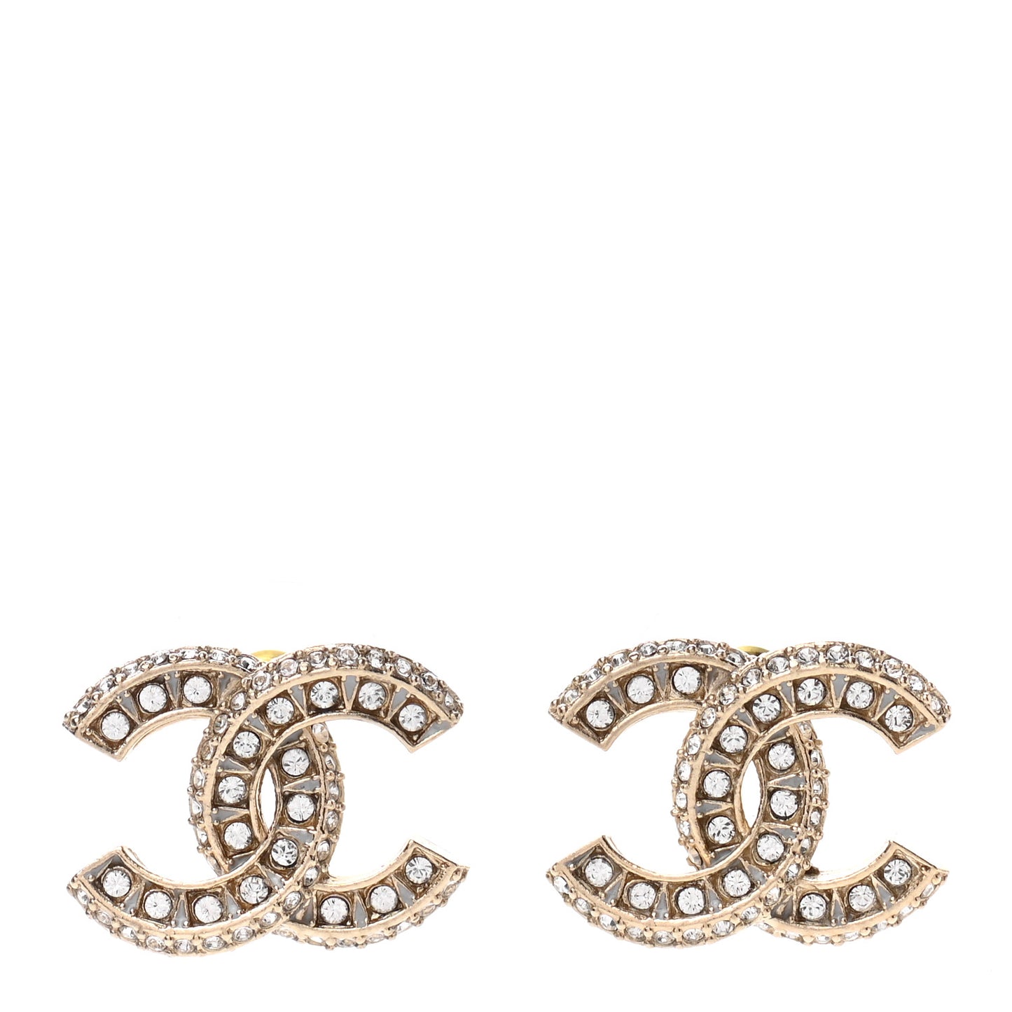 Crystal Resin Timeless CC Earrings Light Gold Grey