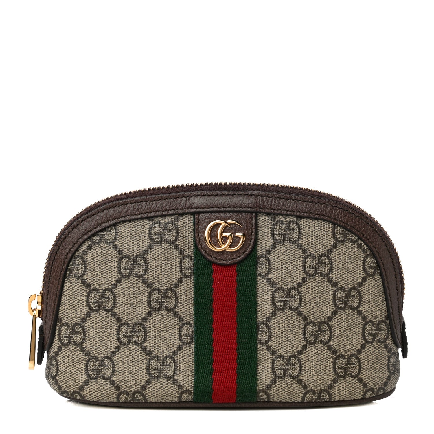 Gucci GG Supreme Monogram Textured Calfskin Web Medium Ophidia Cosmetic Case Beige Ebony New Acero 1 of 11