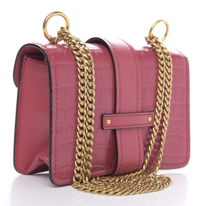 Chloe Calfskin Crocodile Embossed Mini Aby Chain Shoulder Bag Graphic Pink 3 of 10