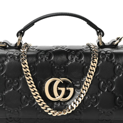 Gucci Lambskin Embossed Mini GG Milano Top Handle Shoulder Bag Black 8 of 10