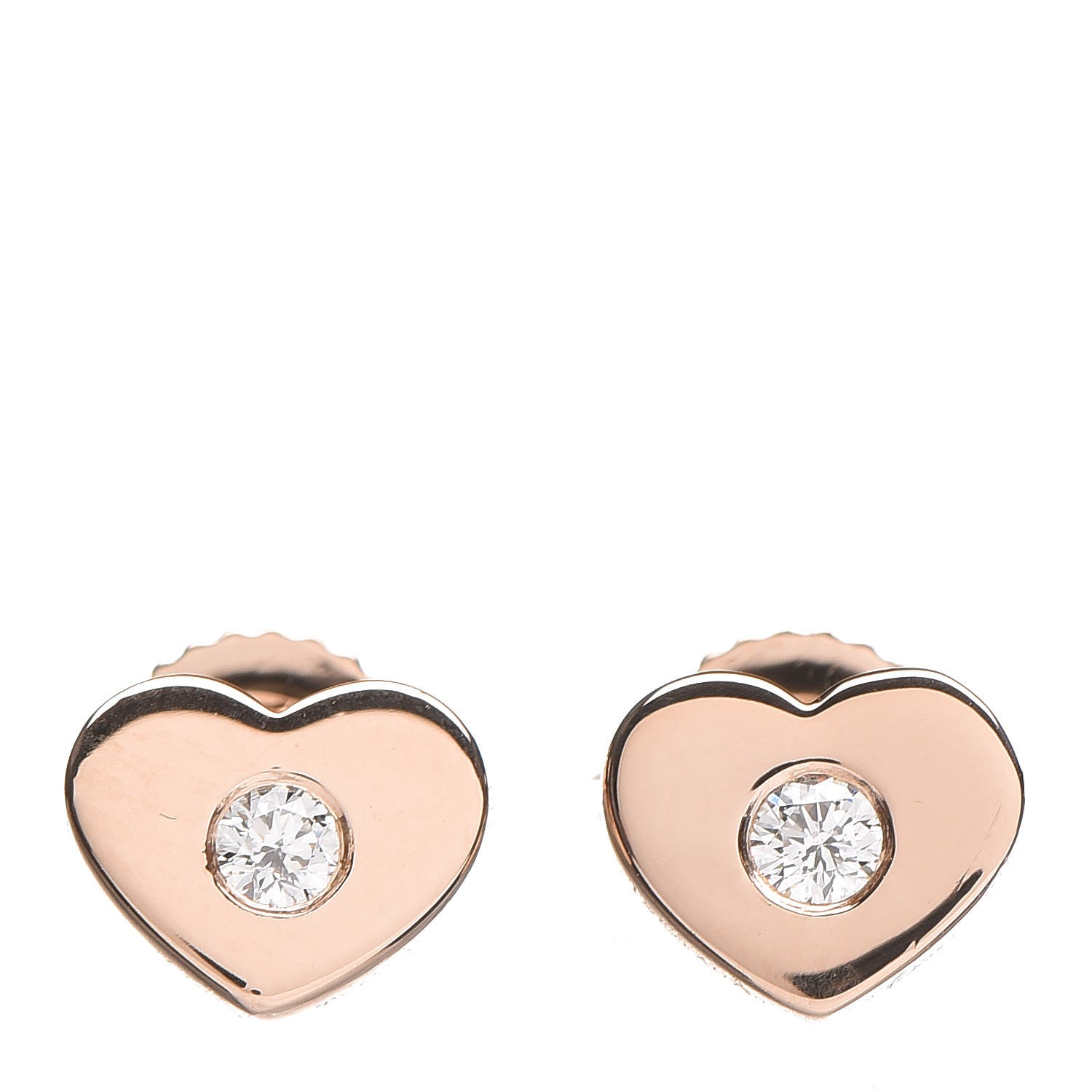 Tiffany 18K Rose Gold Diamond Paloma Picasso Modern Heart Earrings 1 of 4