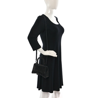 Balenciaga Strass Suede Hourglass Top Handle Bag XS Black Jet 2 of 12