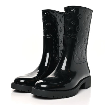 Louis Vuitton Rubber Embossed Monogram Splash Rain Short Boots 38 Black 4 of 8
