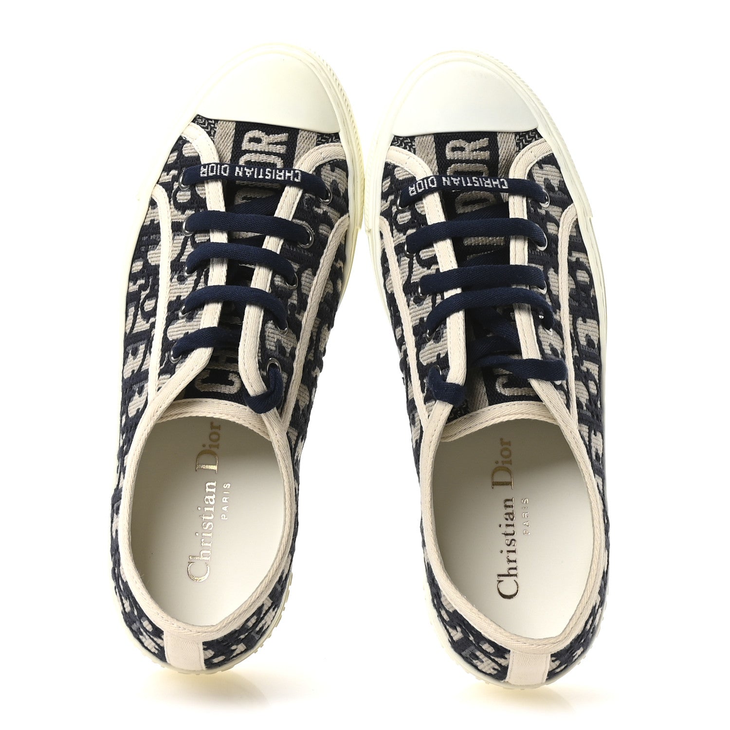 Christian Dior Canvas Oblique Walk'N'Dior Low Top Sneakers 37.5 Deep Blue 4 of 14