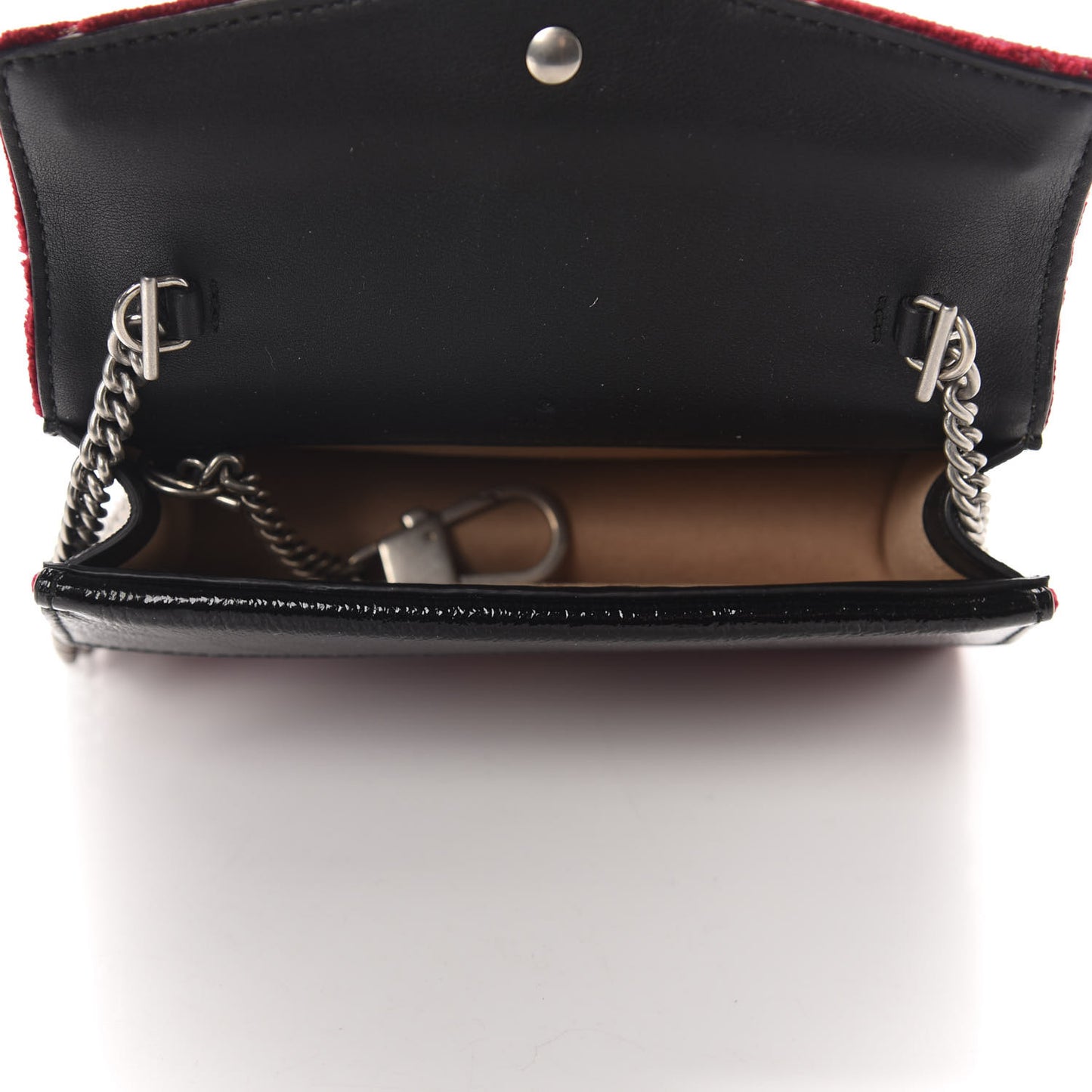 Velvet GG Monogram Super Mini Dionysus Shoulder Bag Red Cipria Black