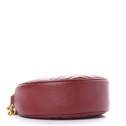 Gucci Glazed Calfskin Matelasse Heart Mini GG Marmont Round Shoulder Bag Romantic Cerise 3 of 9