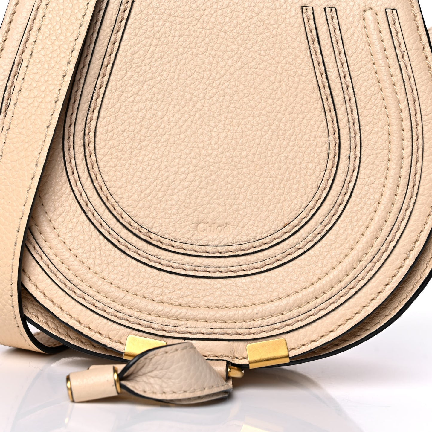 Calfskin Mini Marcie Round Crossbody Bag Nude