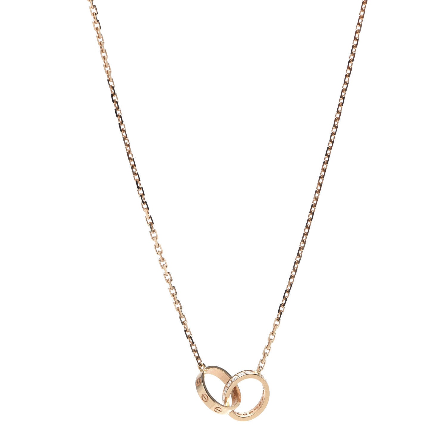 Cartier 18K Pink Gold Diamond Interlocking LOVE Necklace 1 of 7