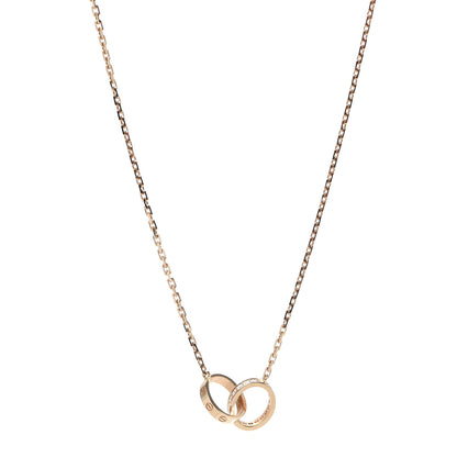 Cartier 18K Pink Gold Diamond Interlocking LOVE Necklace 1 of 7