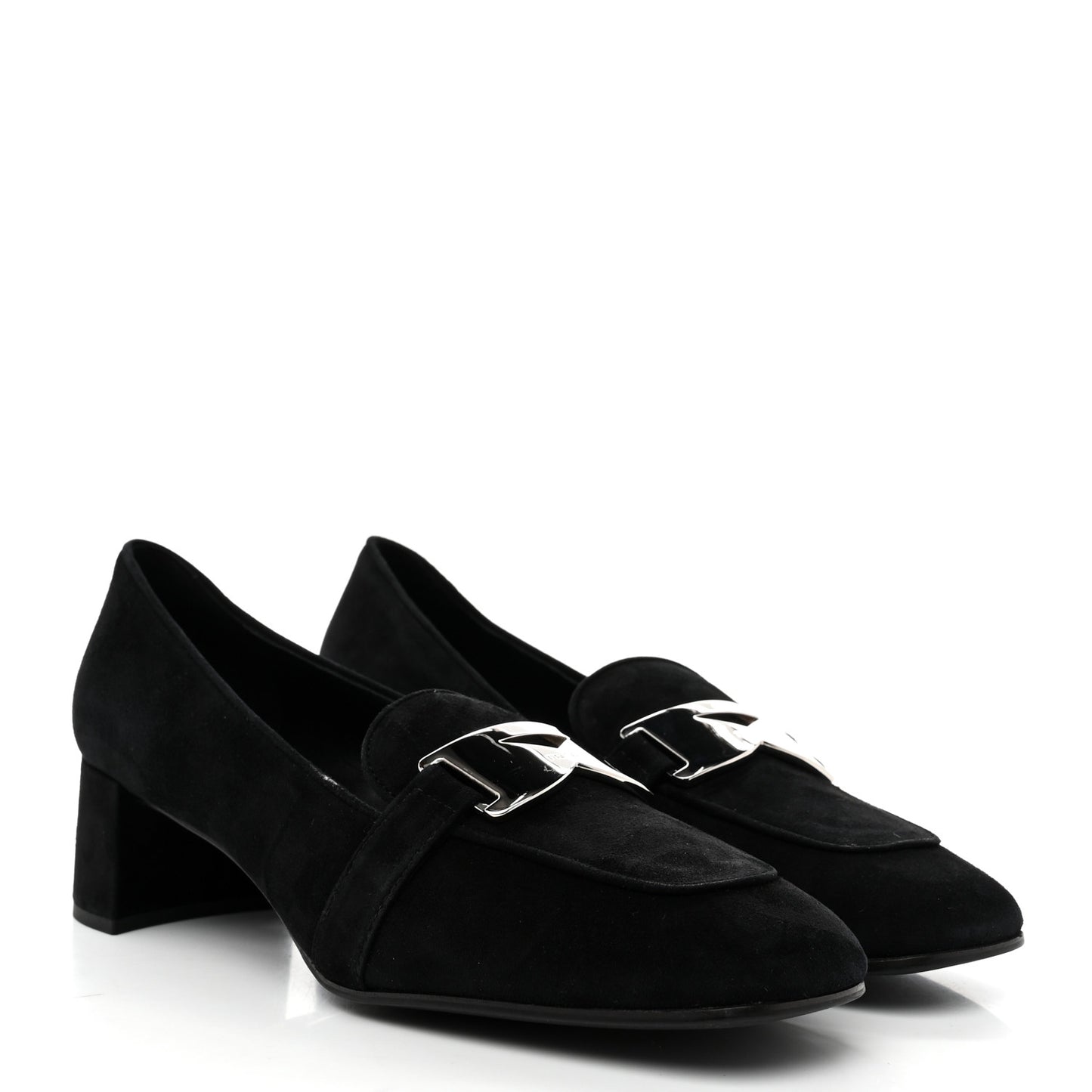 Camoscio Metal Triangle Logo Loafers 37.5 Black