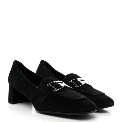 Prada Camoscio Metal Triangle Logo Loafers 37.5 Black 4 of 9