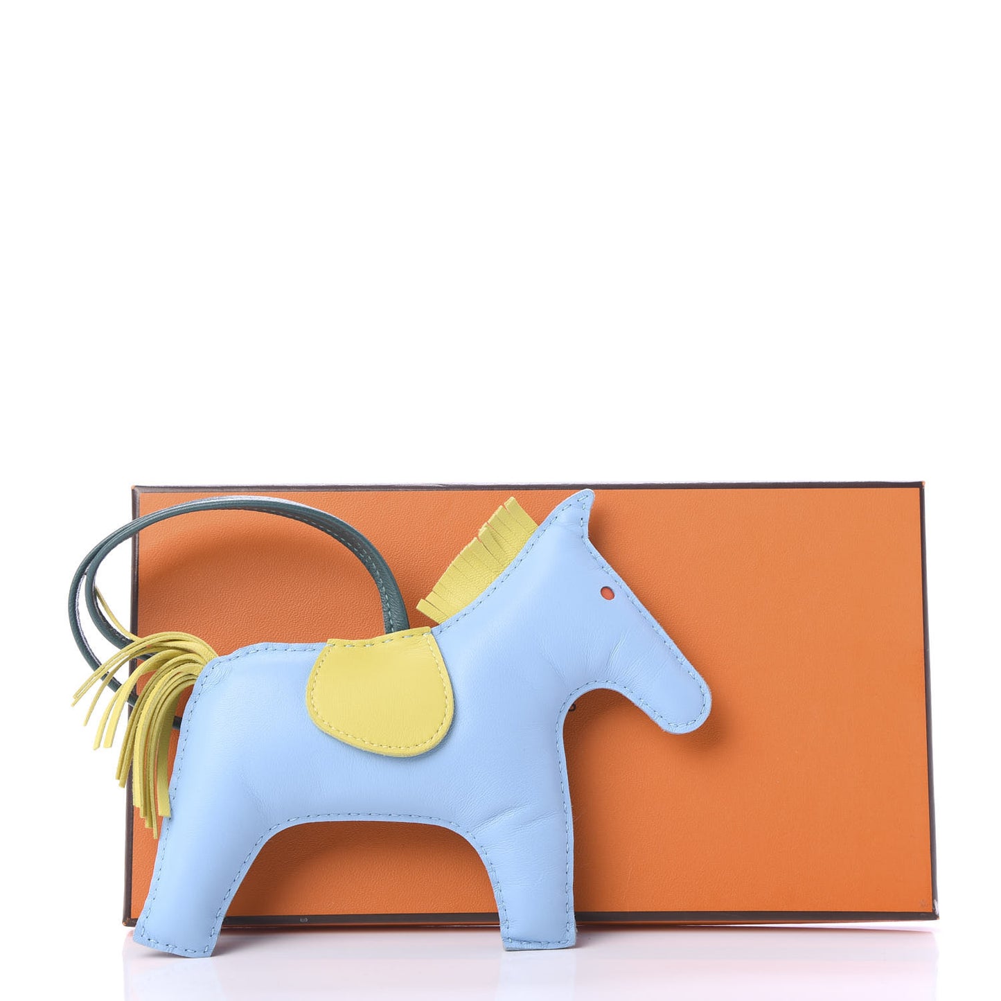 Milo Lambskin Grigri Rodeo Horse Bag Charm GM Bleu Celeste Lime Malachite