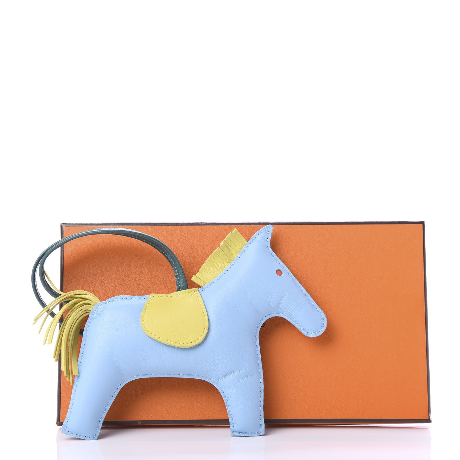 Hermes Milo Lambskin Grigri Rodeo Horse Bag Charm GM Bleu Celeste Lime Malachite 4 of 4