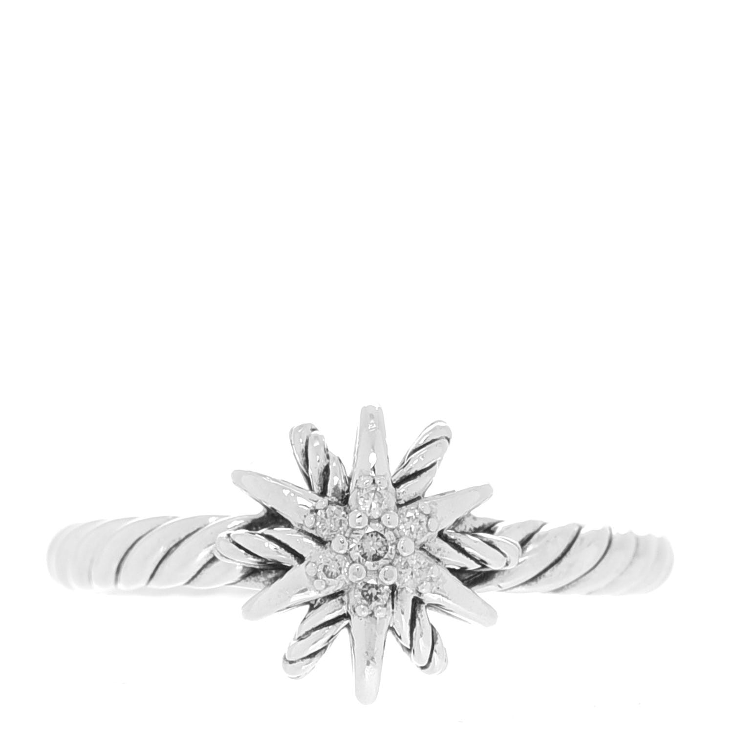 David Yurman Sterling Silver Diamond Petite Starburst Ring 52 6 1 of 4