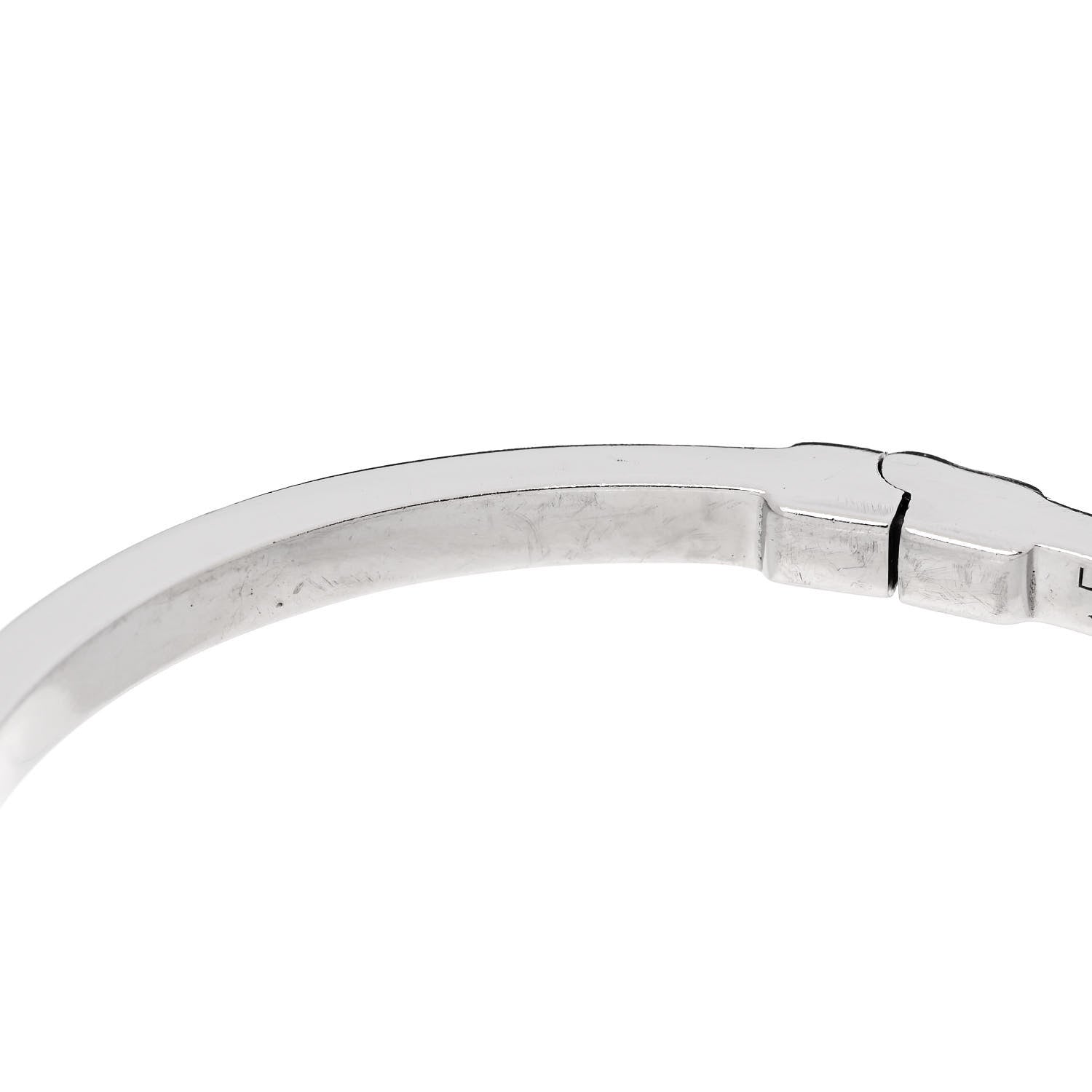 Louis Vuitton 18K White Gold Diamond Lockit Bangle Bracelet 16 4 of 6