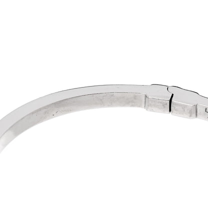 Louis Vuitton 18K White Gold Diamond Lockit Bangle Bracelet 16 4 of 6