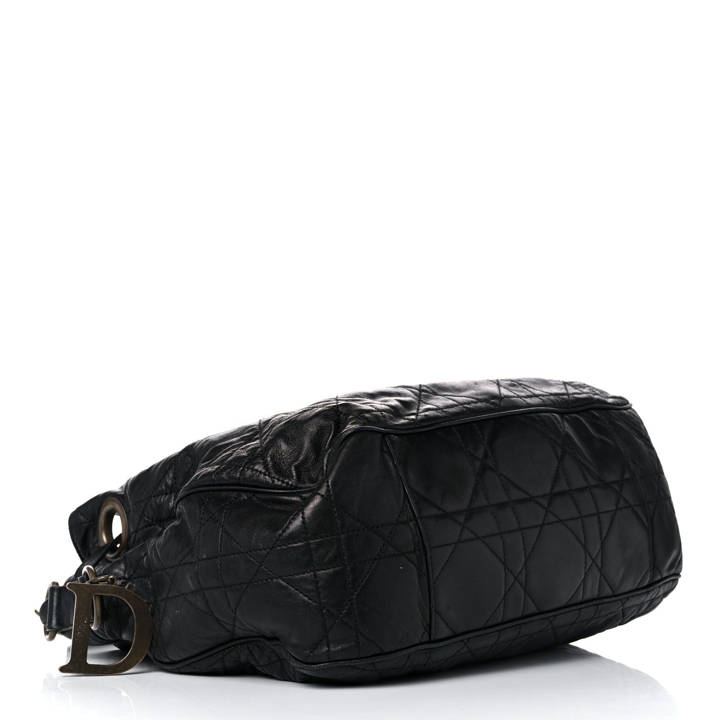 Lambskin Cannage Drawstring Bag Black