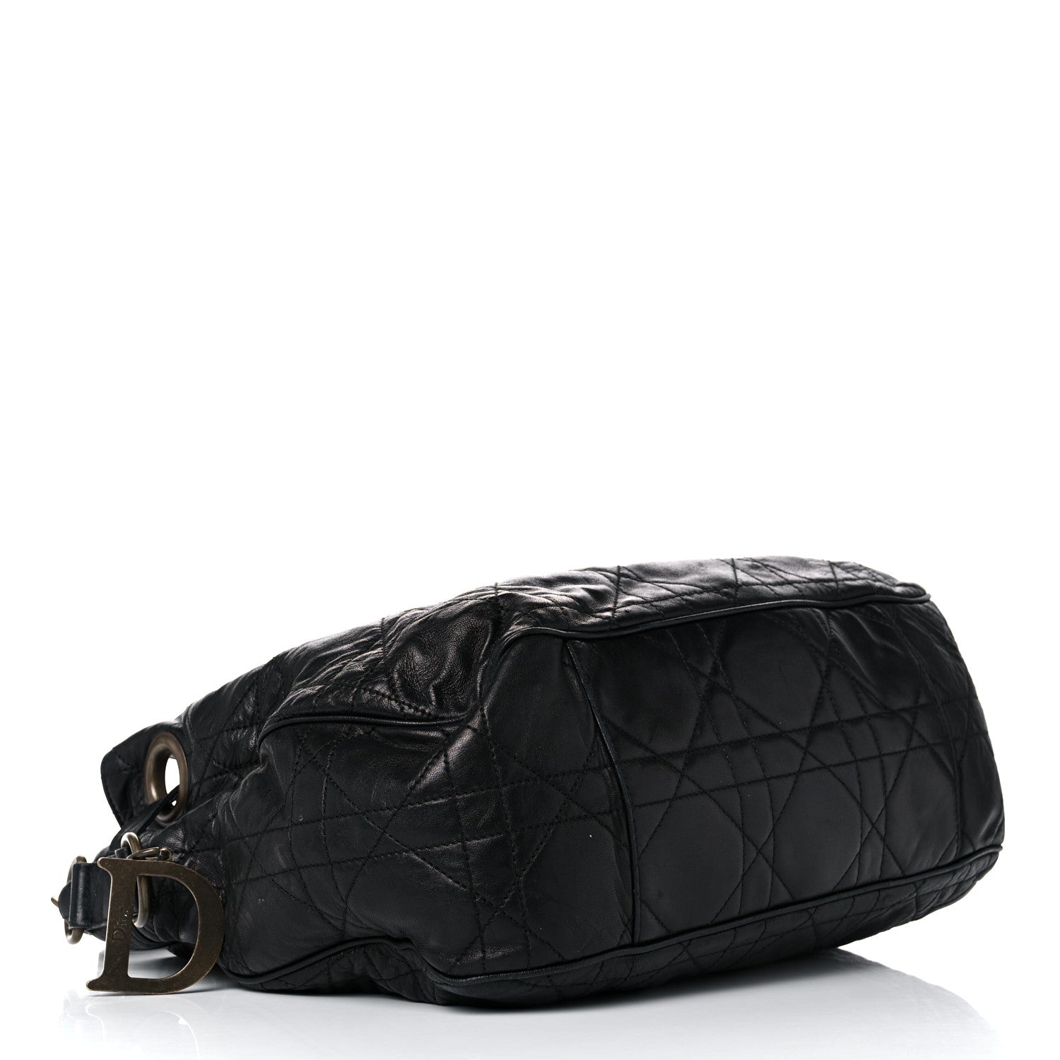 Christian Dior Lambskin Cannage Drawstring Bag Black 4 of 33