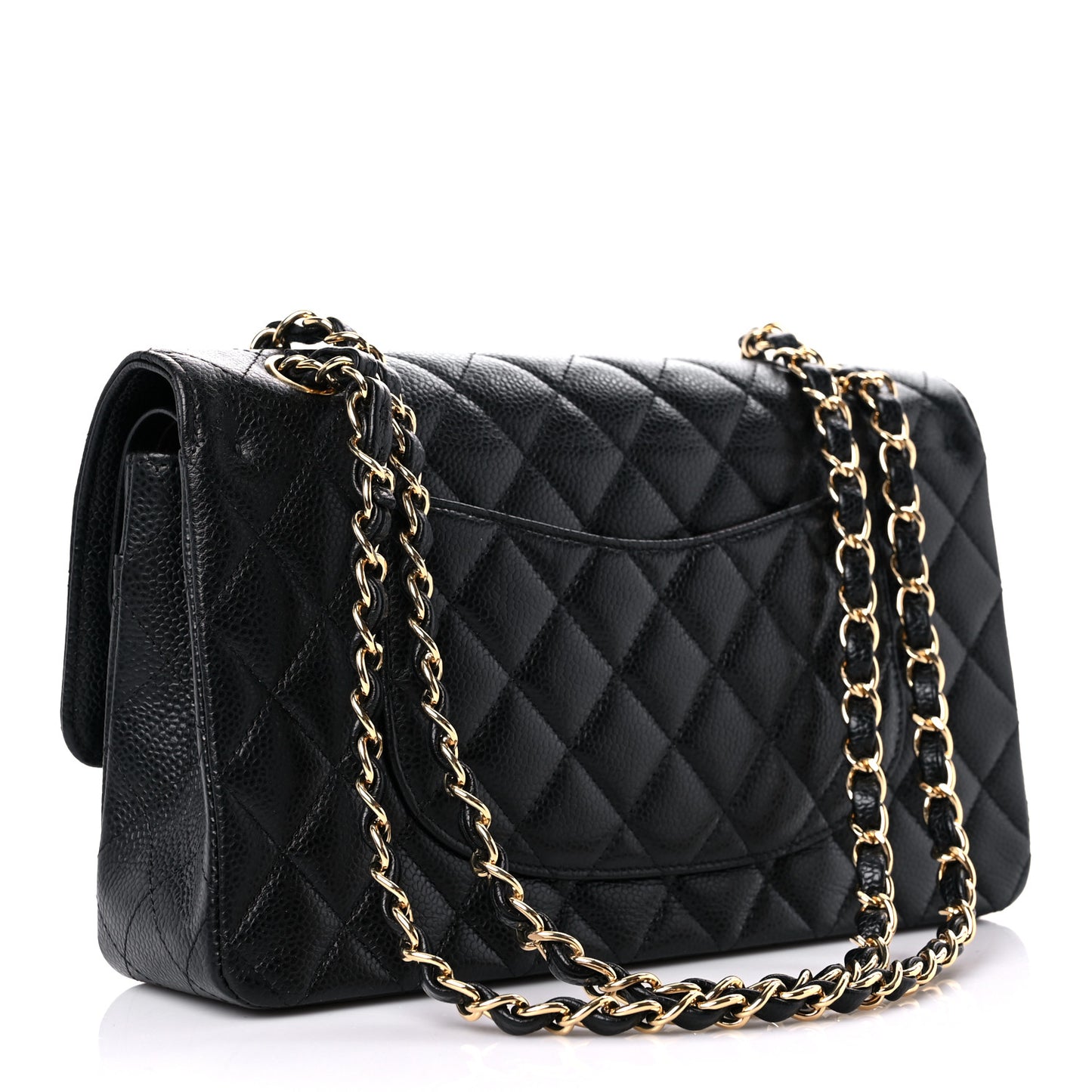 Caviar Quilted Medium Double Flap Black